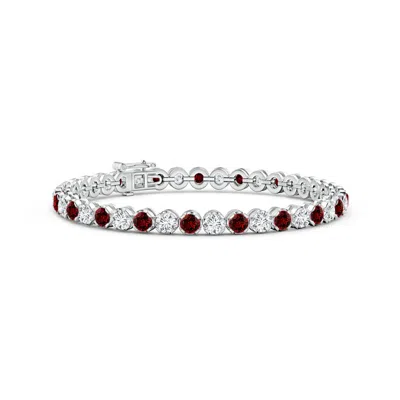 ANGARA LAB-GROWN CLASSIC ROUND RUBY AND LAB DIAMOND TENNIS BRACELET