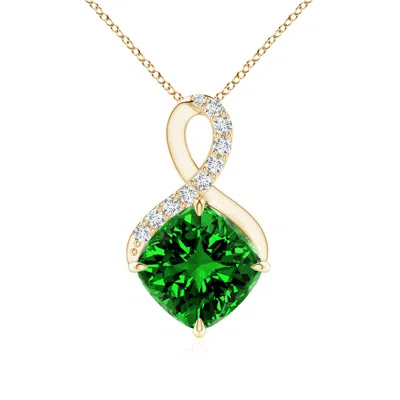 ANGARA LAB-GROWN CLAW-SET EMERALD INFINITY PENDANT WITH DIAMONDS