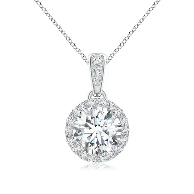 ANGARA LAB-GROWN CLAW-SET ROUND DIAMOND HALO PENDANT