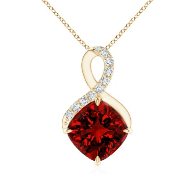 ANGARA LAB-GROWN CLAW-SET RUBY INFINITY PENDANT WITH LAB DIAMONDS