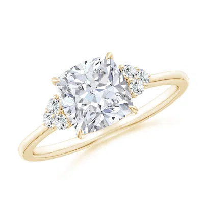 ANGARA LAB-GROWN CUSHION DIAMOND ENGAGEMENT RING WITH TRIO LAB DIAMONDS