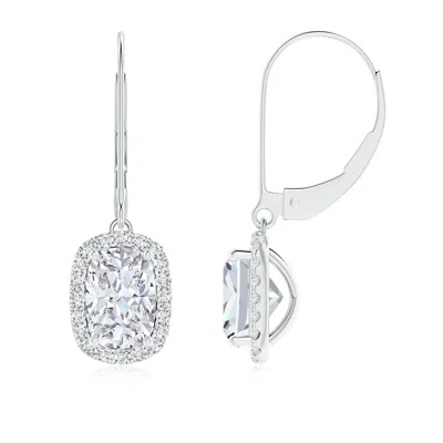 ANGARA LAB-GROWN CUSHION DIAMOND LEVERBACK EARRINGS WITH HALO