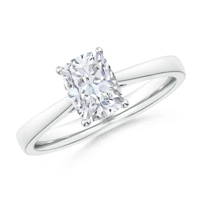 ANGARA LAB-GROWN CUSHION RECTANGULAR DIAMOND REVERSE TAPERED SHANK CATHEDRAL ENGAGEMENT RING