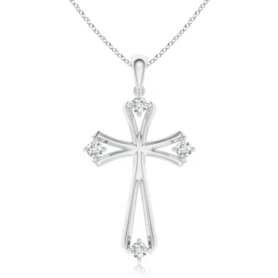 ANGARA LAB-GROWN DIAMOND KNIFE-EDGED BUDDED CROSS PENDANT