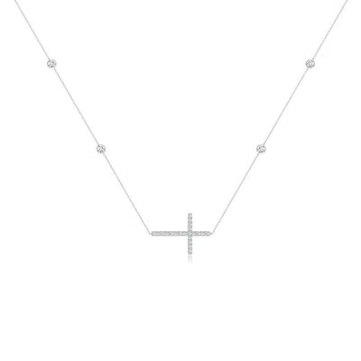 ANGARA LAB-GROWN DIAMOND SIDEWAYS CROSS STATION NECKLACE