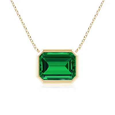 ANGARA LAB-GROWN EAST-WEST BEZEL-SET EMERALD-CUT EMERALD PENDANT