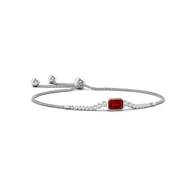 ANGARA LAB-GROWN EAST WEST BEZEL-SET EMERALD-CUT RUBY BOLO BRACELET