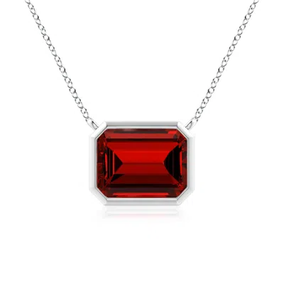 ANGARA LAB-GROWN EAST-WEST BEZEL-SET EMERALD-CUT RUBY PENDANT