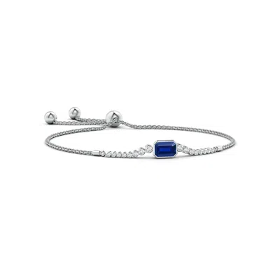 ANGARA LAB-GROWN EAST WEST BEZEL-SET EMERALD-CUT SAPPHIRE BOLO BRACELET