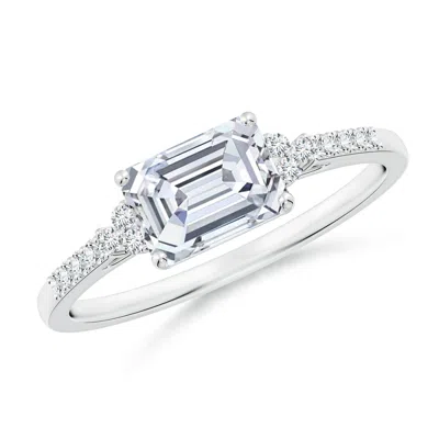 ANGARA LAB-GROWN EAST-WEST EMERALD-CUT DIAMOND SIDE STONE ENGAGEMENT RING