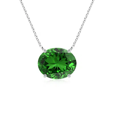 ANGARA LAB-GROWN EAST-WEST OVAL EMERALD SOLITAIRE PENDANT