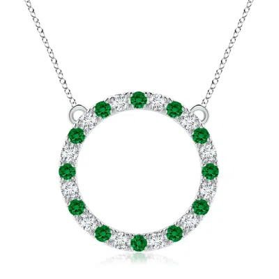 ANGARA LAB-GROWN EMERALD AND DIAMOND OPEN CIRCLE ETERNITY PENDANT