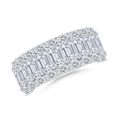 ANGARA LAB-GROWN EMERALD-CUT AND OVAL DIAMOND TRIPLE LAYER WEDDING RING