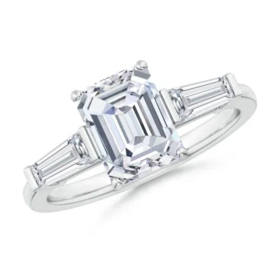 ANGARA LAB-GROWN EMERALD-CUT AND TAPERED BAGUETTE DIAMOND SIDE STONE ENGAGEMENT RING