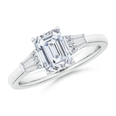 ANGARA LAB-GROWN EMERALD-CUT AND TWIN TAPERED BAGUETTE DIAMOND SIDE STONE ENGAGEMENT RING