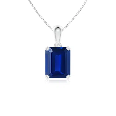 ANGARA LAB-GROWN EMERALD-CUT BLUE SAPPHIRE SOLITAIRE PENDANT