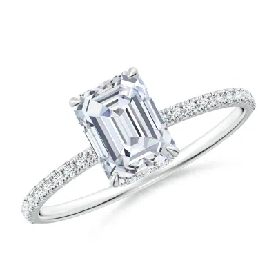 ANGARA LAB-GROWN EMERALD-CUT DIAMOND HIDDEN HALO CLASSIC ENGAGEMENT RING