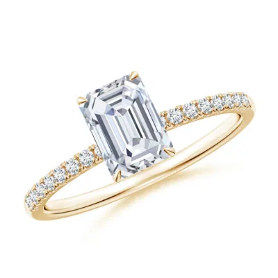 ANGARA LAB-GROWN EMERALD-CUT DIAMOND HIDDEN HALO ENGAGEMENT RING