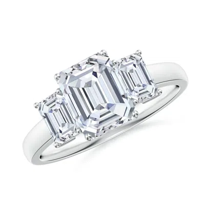 ANGARA LAB-GROWN EMERALD-CUT DIAMOND THREE STONE RING