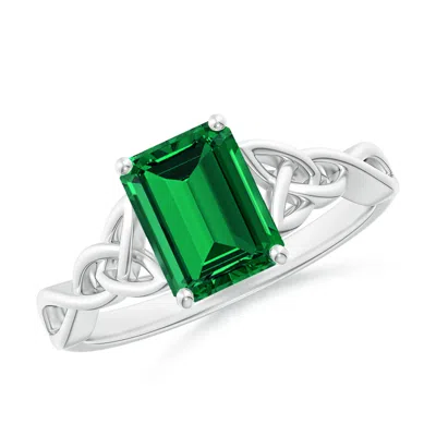 ANGARA LAB-GROWN EMERALD-CUT EMERALD CELTIC KNOT ENGAGEMENT RING
