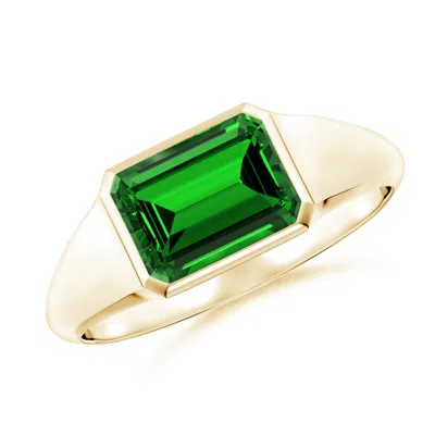 ANGARA LAB-GROWN EMERALD-CUT EMERALD SIGNET RING