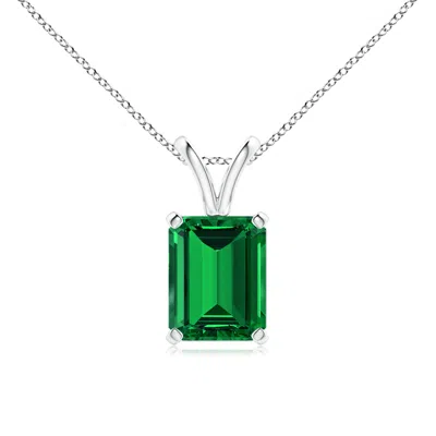 ANGARA LAB-GROWN EMERALD-CUT EMERALD SOLITAIRE V-BALE PENDANT