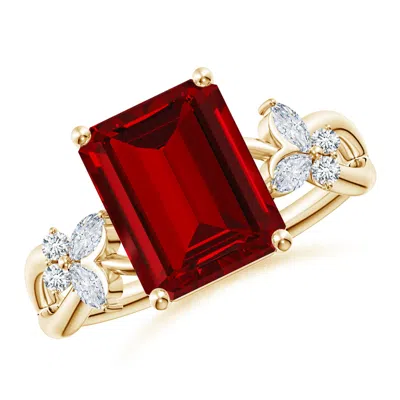 ANGARA LAB-GROWN EMERALD-CUT RUBY BUTTERFLY ENGAGEMENT RING