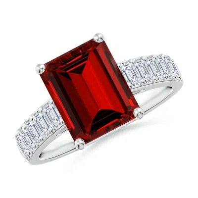 ANGARA LAB-GROWN EMERALD-CUT RUBY RING WITH DIAMOND ACCENTS