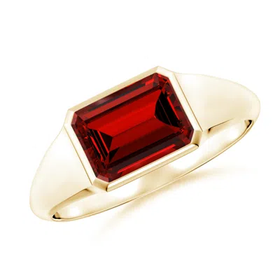 ANGARA LAB-GROWN EMERALD-CUT RUBY SIGNET RING