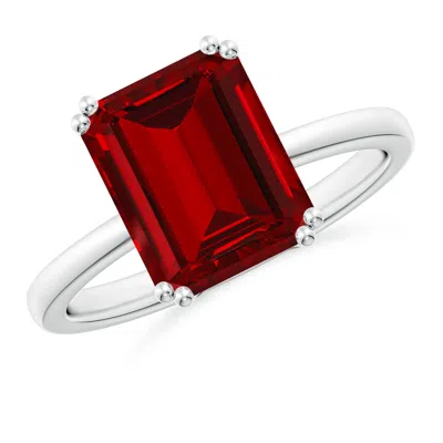 ANGARA LAB-GROWN EMERALD-CUT RUBY SOLITAIRE CLASSIC ENGAGEMENT RING