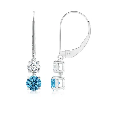 ANGARA LAB-GROWN FANCY INTENSE BLUE AND WHITE DIAMOND LEVERBACK DANGLE EARRINGS