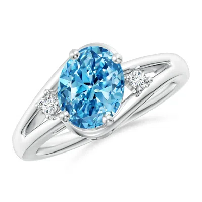 ANGARA LAB-GROWN FANCY INTENSE BLUE AND WHITE DIAMOND SPLIT SHANK RING