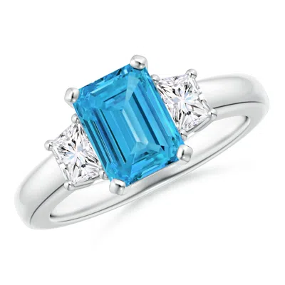 ANGARA LAB-GROWN FANCY INTENSE BLUE AND WHITE DIAMOND THREE STONE RING