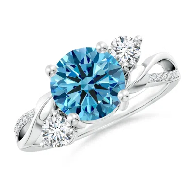 ANGARA LAB-GROWN FANCY INTENSE BLUE AND WHITE DIAMOND TWISTED VINE RING