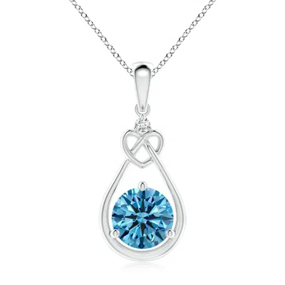 ANGARA LAB-GROWN FANCY INTENSE BLUE DIAMOND KNOTTED HEART PENDANT