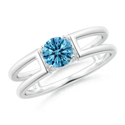 ANGARA LAB-GROWN FANCY INTENSE BLUE DIAMOND SOLITAIRE PARALLEL SPLIT SHANK RING