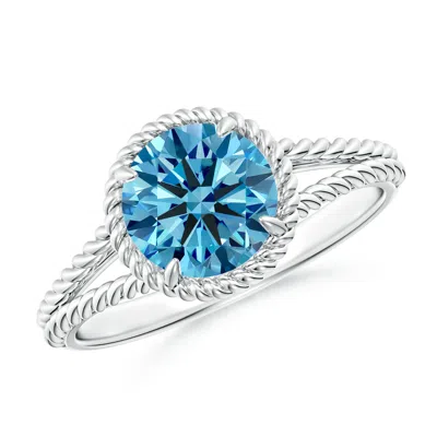 ANGARA LAB-GROWN FANCY INTENSE BLUE DIAMOND TWIST ROPE SPLIT SHANK RING