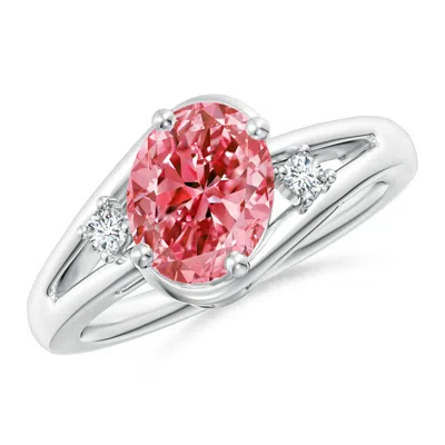 ANGARA LAB-GROWN FANCY INTENSE PINK AND WHITE DIAMOND SPLIT SHANK RING