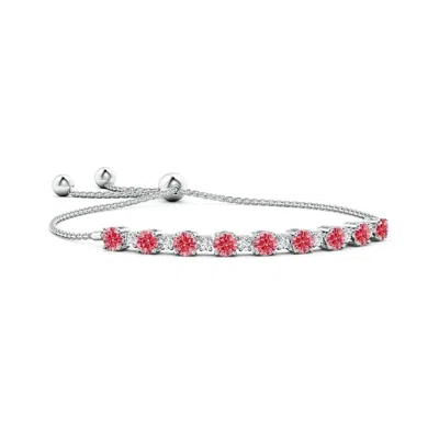ANGARA LAB-GROWN FANCY INTENSE PINK AND WHITE DIAMOND TENNIS BOLO BRACELET