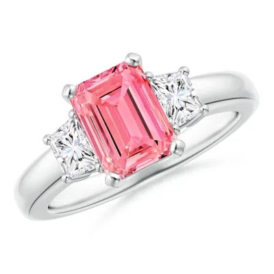 ANGARA LAB-GROWN FANCY INTENSE PINK AND WHITE DIAMOND THREE STONE RING
