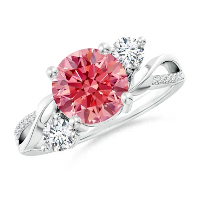 ANGARA LAB-GROWN FANCY INTENSE PINK AND WHITE DIAMOND TWISTED VINE RING
