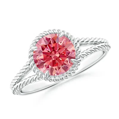 ANGARA LAB-GROWN FANCY INTENSE PINK DIAMOND TWIST ROPE SPLIT SHANK RING