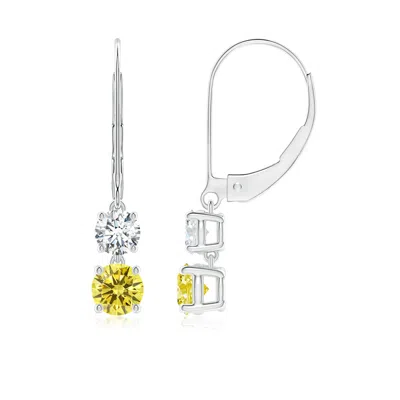 ANGARA LAB-GROWN FANCY INTENSE YELLOW AND WHITE DIAMOND LEVERBACK DANGLE EARRINGS