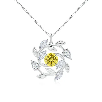 ANGARA LAB-GROWN FANCY INTENSE YELLOW AND WHITE DIAMOND OLIVE BRANCH PENDANT