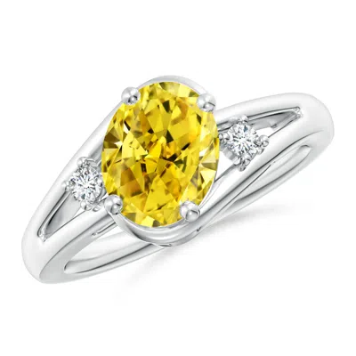 ANGARA LAB-GROWN FANCY INTENSE YELLOW AND WHITE DIAMOND SPLIT SHANK RING