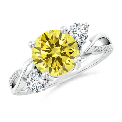 ANGARA LAB-GROWN FANCY INTENSE YELLOW AND WHITE DIAMOND TWISTED VINE RING