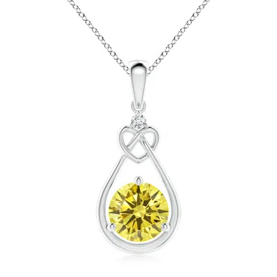 ANGARA LAB-GROWN FANCY INTENSE YELLOW DIAMOND KNOTTED HEART PENDANT