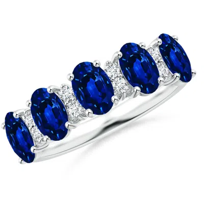 ANGARA LAB-GROWN FIVE STONE BLUE SAPPHIRE AND DIAMOND WEDDING RING