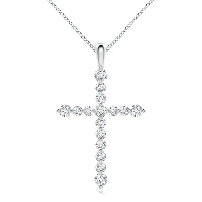 ANGARA LAB-GROWN FLOATING ROUND DIAMOND DOTTED CROSS PENDANT
