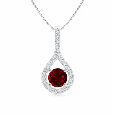 ANGARA LAB-GROWN FLOATING RUBY DROP PENDANT WITH DIAMOND ACCENTS